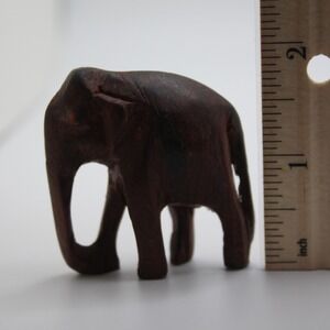 Hand Carved Wooden Elephant Figurine Small Animal Statue Home Decor Shelf